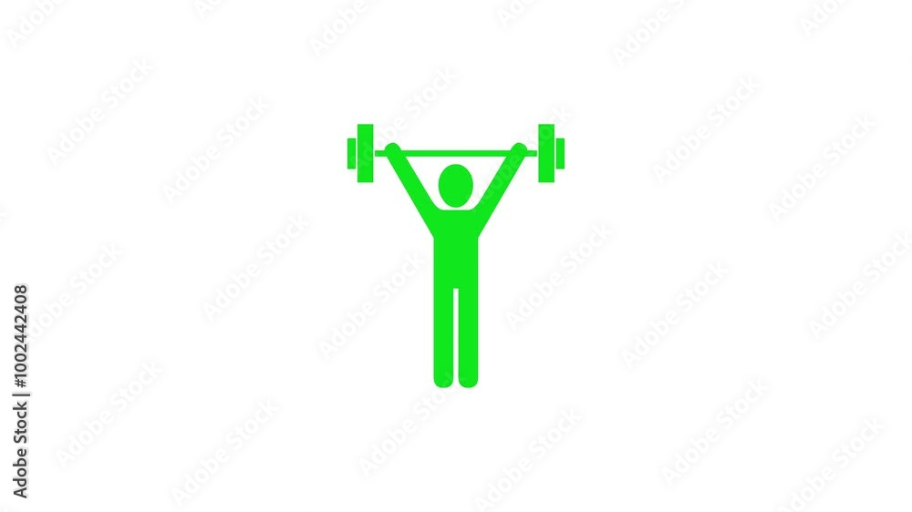 Physical weightlifting gym shape icon green color animation on white background Physical weightlifting gym shape icon green color animation on white background