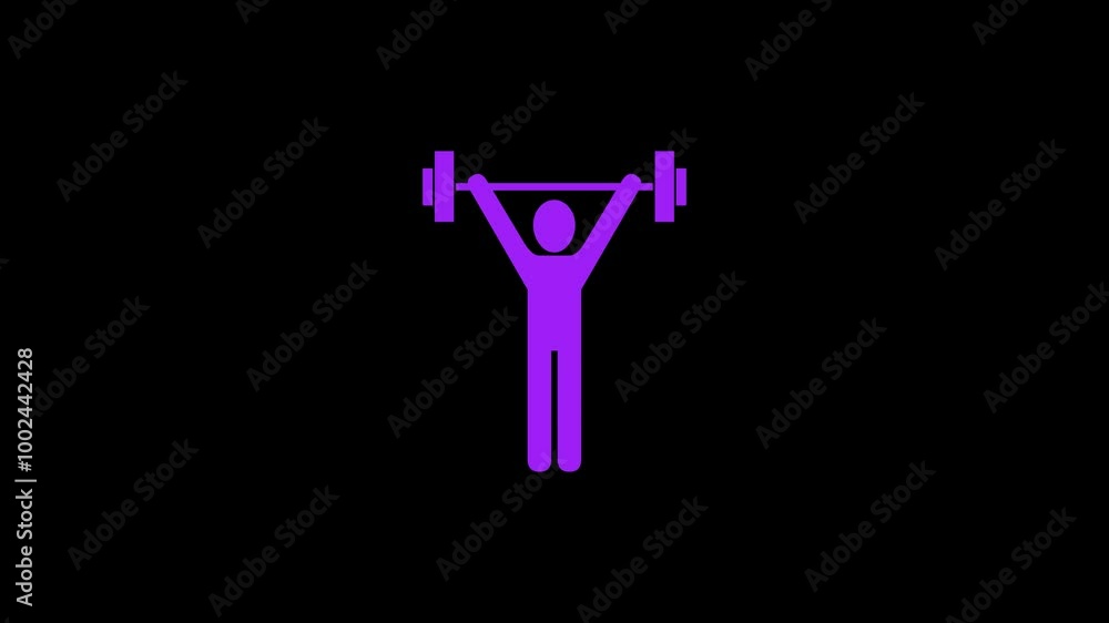 Physical weightlifting gym shape icon purple color animation on black background Physical weightlifting gym shape icon purple color animation on black background