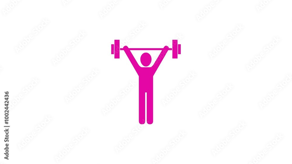 Physical weightlifting gym shape icon pink color animation on white background Physical weightlifting gym shape icon pink color animation on white background