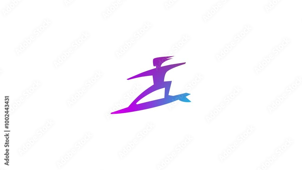 Surfing people character animation, Surfing people shape icon animation on white background Surfing people character animation, Surfing people shape icon animation on white background