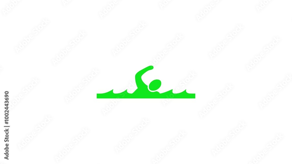 Swimming people shape icon animation on white background, Swimming a person in a pond Swimming people shape icon animation on white background, Swimming a person in a pond