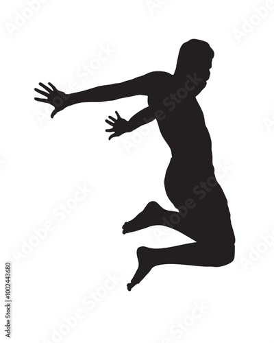 silhouette of a man in a jump