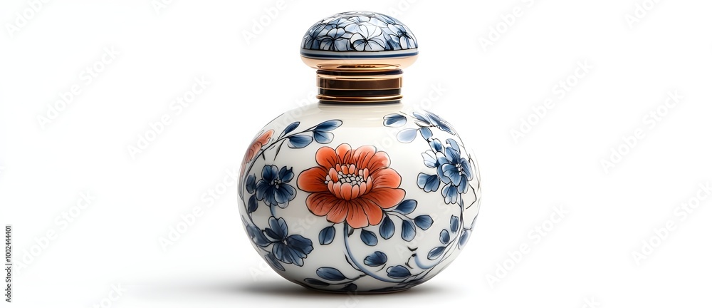 a white and orange vase with floral painted design
a white and orange vase with floral painted design