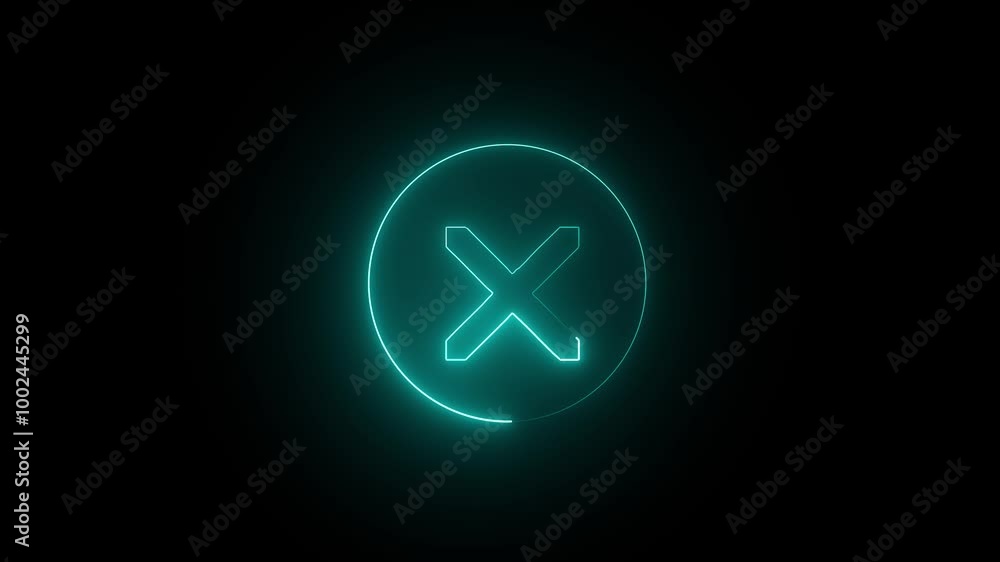Neon cross mark icon. Neon cross mark icon.