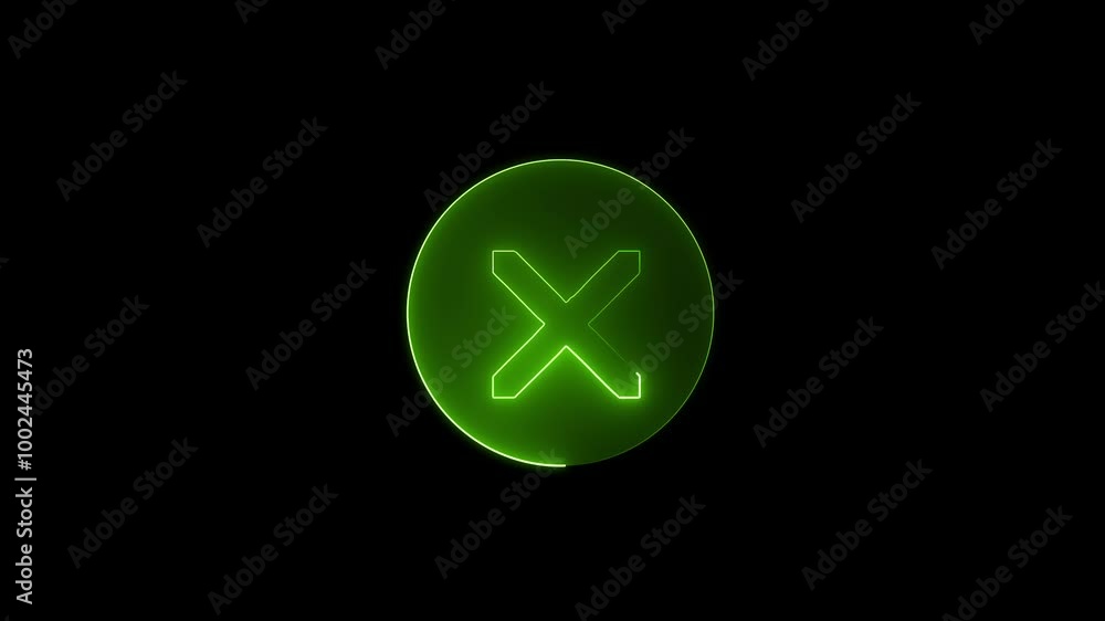 Neon cross mark icon. Neon cross mark icon.