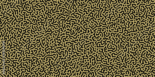 Abstract Reaction-diffusion Turing pattern natural texture golden gradient color scheme. Linear design with biological algorithm psychedelic background. Reaction-diffusion or truing patter