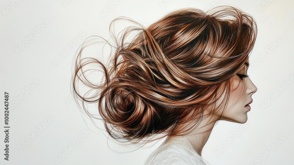 A Woman's Profile with Elaborate Brown Hair A Woman's Profile with Elaborate Brown Hair
