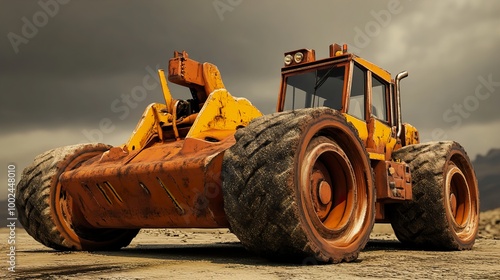 Rusty Tractor in a Desert Landscape photo