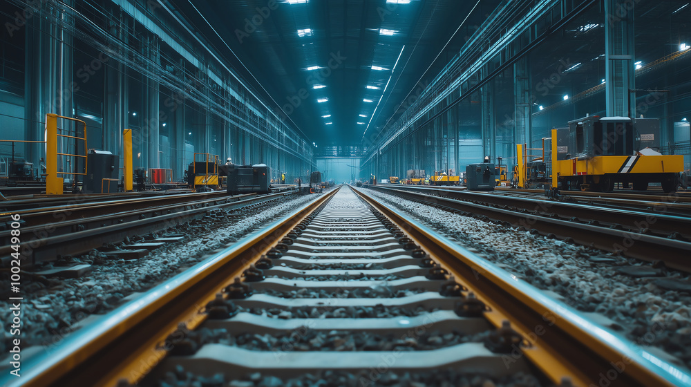 Fototapeta premium Building a Future: Advanced Technology and Safety Training at a Large-Scale Railway Maintenance Facility