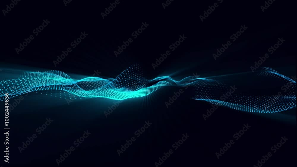 A light digital-effect corporate concept with a beautiful abstract wave technology background. Abstract wave blue particles and lines over a dark background A light digital-effect corporate concept with a beautiful abstract wave technology background. Abstract wave blue particles and lines over a dark background