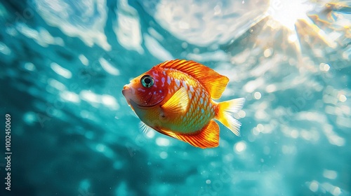  Close-up photo of a fish in water under sunlight