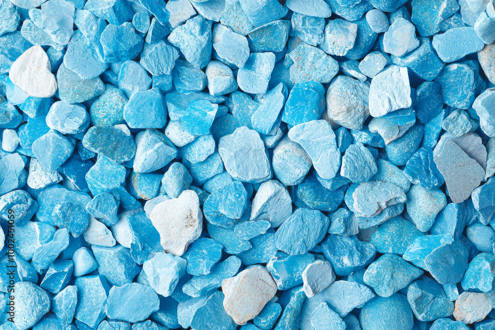 Bright blue decorative stones with varying shades, perfect for landscaping and home decor