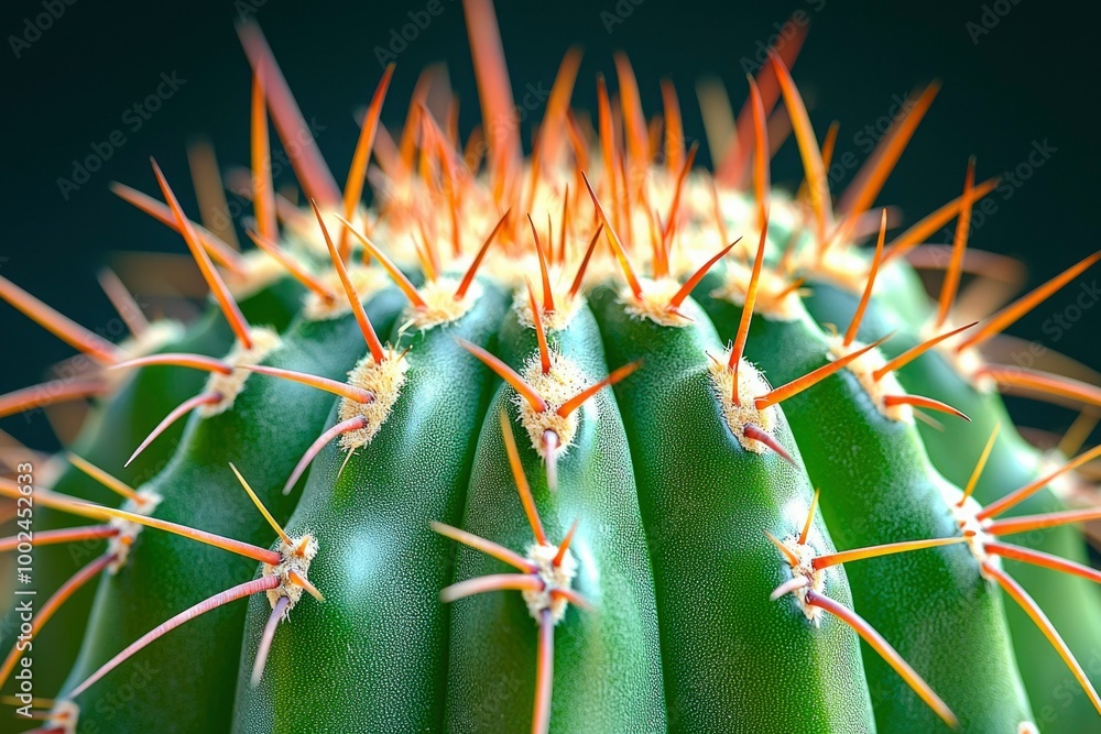 Close-Up of a Cactus with Sharp Spines and Green Skin Close-Up of a Cactus with Sharp Spines and Green Skin