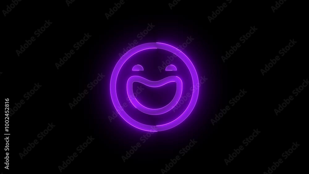 Emoji stroke icon glowing neon animation Emoji stroke icon glowing neon animation