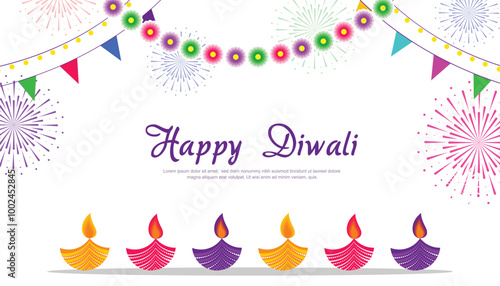 Happy diwali celebration background. happy diwali social media banner and poster. festival of lights colorful background. culture illustration design for celebration, greeting card