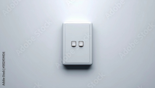 White light switch with two buttons. 3D render 