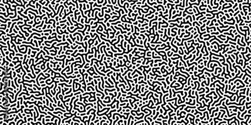 Organic seamless patterns with rounded lines Diffusion reaction background. Monochrome background of natural organic forms motion. Overlay template abstract Turing organic wallpaper background.