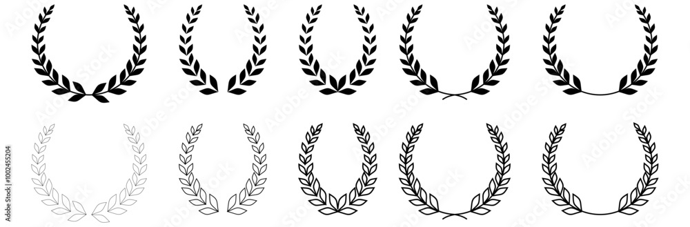 Obraz premium Laurel wreath silhouette vector collection.
