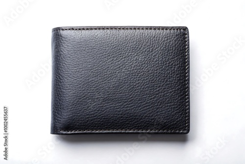 Luxury black Leather Wallet Mockup on White Background – Fashion Accessory photo