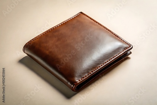 Luxury Brown Leather Wallet Mockup on White Background – Fashion Accessory photo