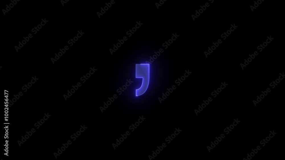 Left quote icon glowing neon animation on black background Left quote icon glowing neon animation on black background