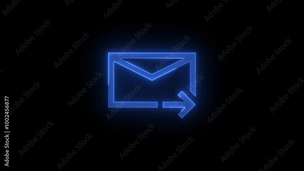 Mail forward icon glowing neon animation Mail forward icon glowing neon animation