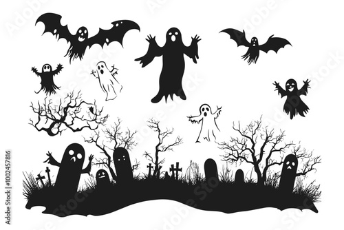 Eerie Ghost Silhouettes Haunting Night