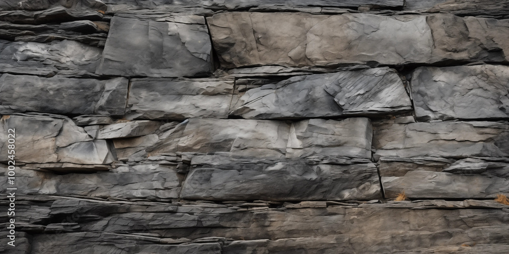 Fototapeta premium Gray Rock Wall Texture Rough Stone Surface Background