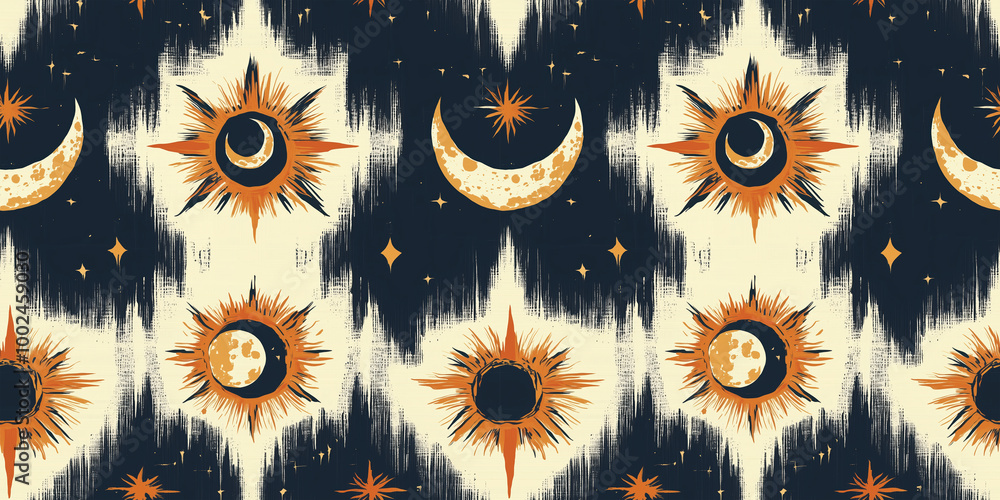 Fototapeta premium Celestial Sun and Moon Seamless Pattern Design