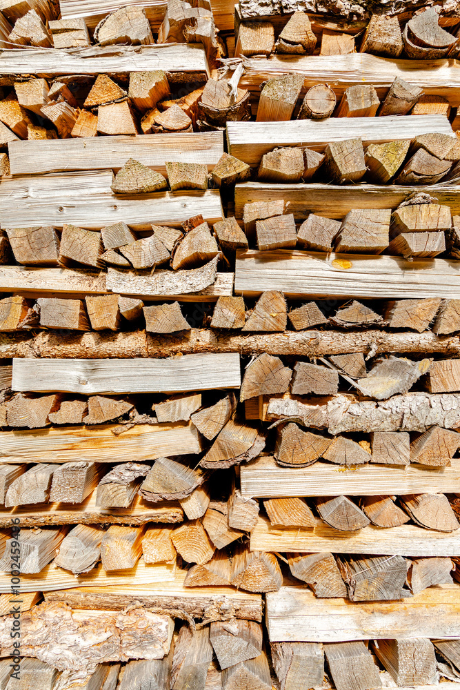 Woodpile in the mountains in South Tyrol Woodpile in the mountains in South Tyrol