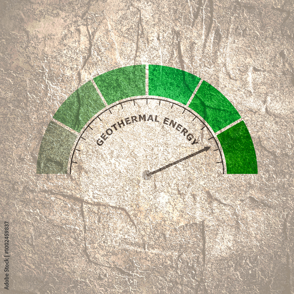 Fototapeta premium Geothermal energy value measuring device with arrow and scale.