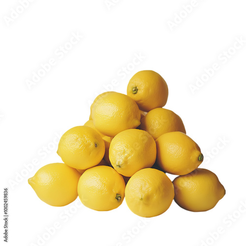 Ripe lemons isolated on white and transparent background. PNG cutout.