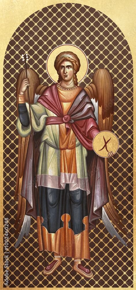 Obraz premium Traditional Christian icon of Gabriel Archangel. Antique illustration in Greek style