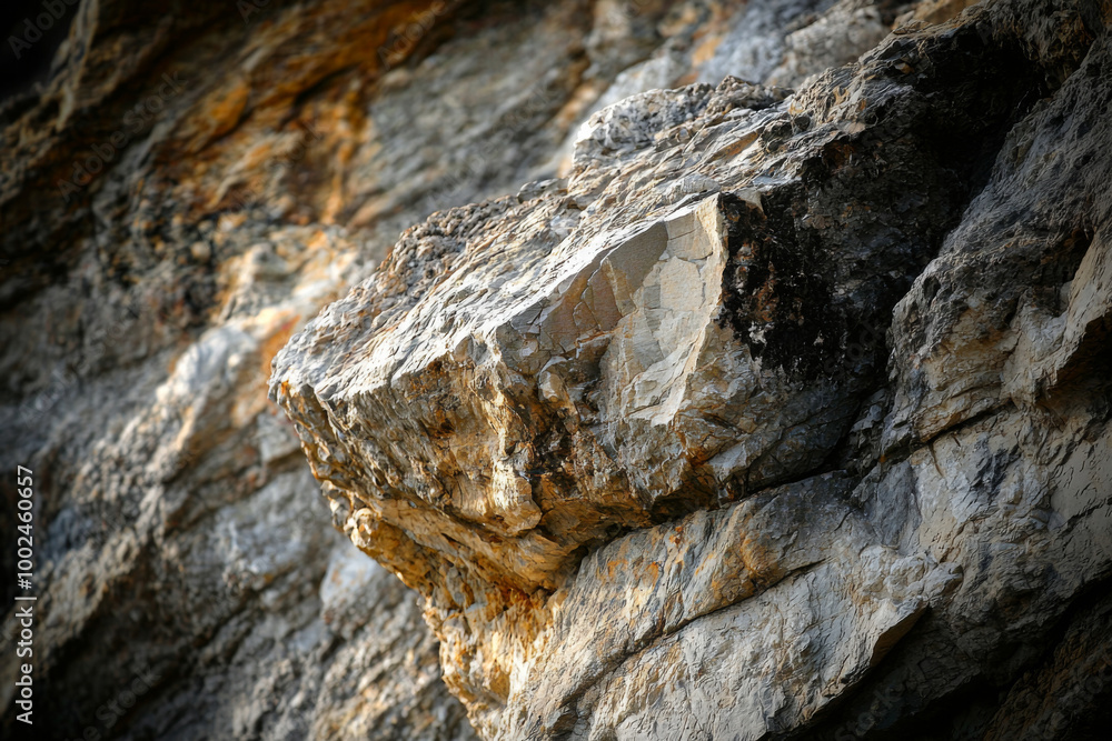 Unique natural rock formation on a cliffside illuminated by warm sunlight Unique natural rock formation on a cliffside illuminated by warm sunlight