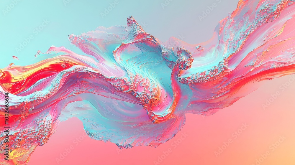 Fototapeta premium Vibrant Fractal Symphony, an intricate abstract design bursting with color, ideal for wallpapers, posters, clothing prints, and artistic booklets, captivating and visually engaging.