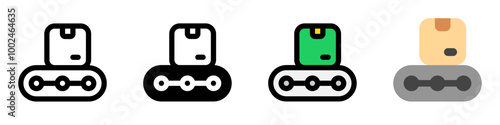 Editable package in conveyor belt vector icon. Shipping, delivery, e-commerce, transport, logistics. Part of a big icon set family. Perfect for web and app interfaces, presentations, infographics, etc