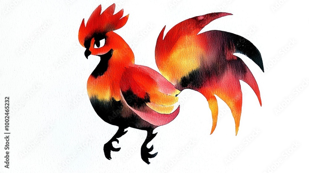 Obraz premium Watercolor Rooster Illustration