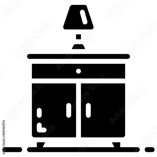 bedside table glyph vector icon