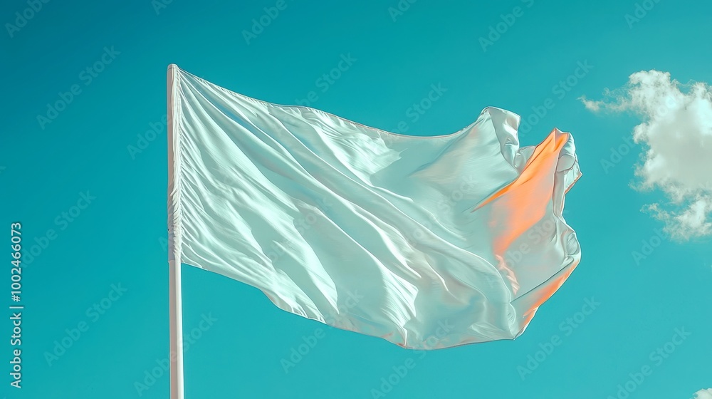Silk Flag Animation, vibrant sky blue background, flag gracefully waving in the wind, smooth texture, elegant motion, enhances visual appeal, ideal for various creative projects. Silk Flag Animation, vibrant sky blue background, flag gracefully waving in the wind, smooth texture, elegant motion, enhances visual appeal, ideal for various creative projects.
