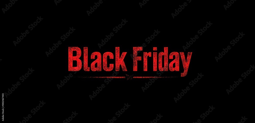 Black Friday sale announcement with red bold text on black background. Black Friday sale announcement with red bold text on black background.