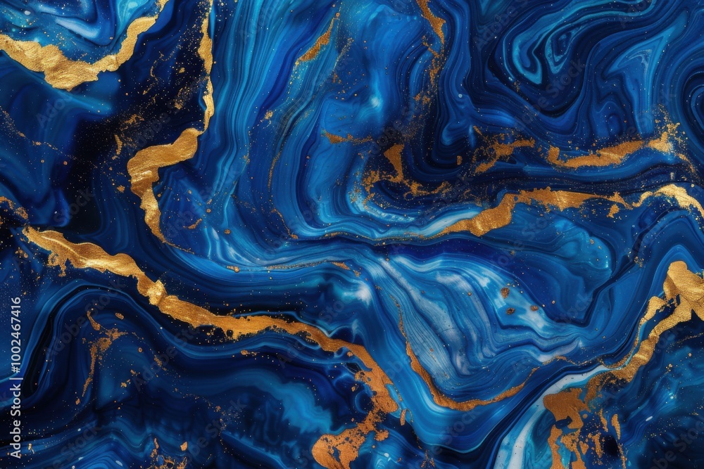 Abstract Marbled Design with Swirling Blue and Gold Patterns, Resembling Fluid Art and Cosmic Inspiration Abstract Marbled Design with Swirling Blue and Gold Patterns, Resembling Fluid Art and Cosmic Inspiration
