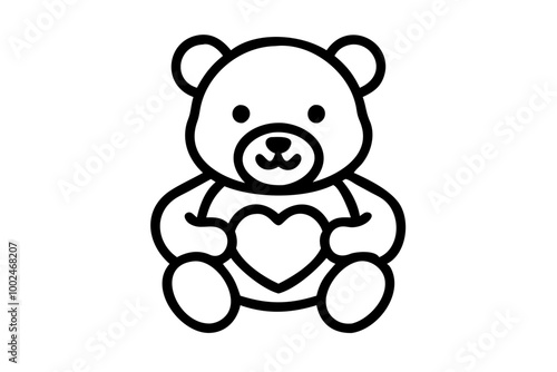 Adorable Plush Teddy Bear Holding a Heart Vector Illustration for Kids Decor

