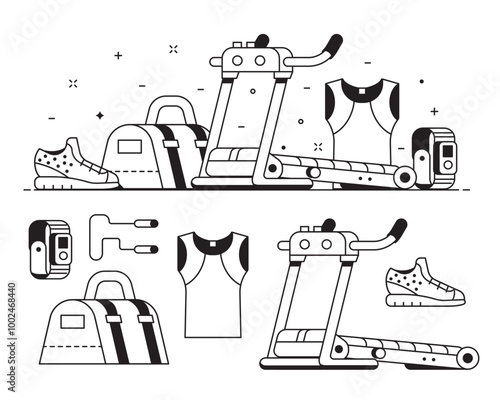 Obraz na płótnie Jogging and Running Equipment Icons w salonie