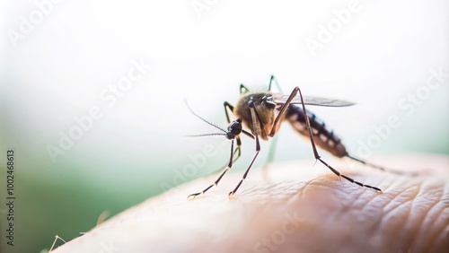 Close-Up of a Mosquito Biting an Arm