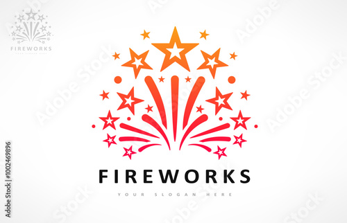 fireworks and stars logo vector design