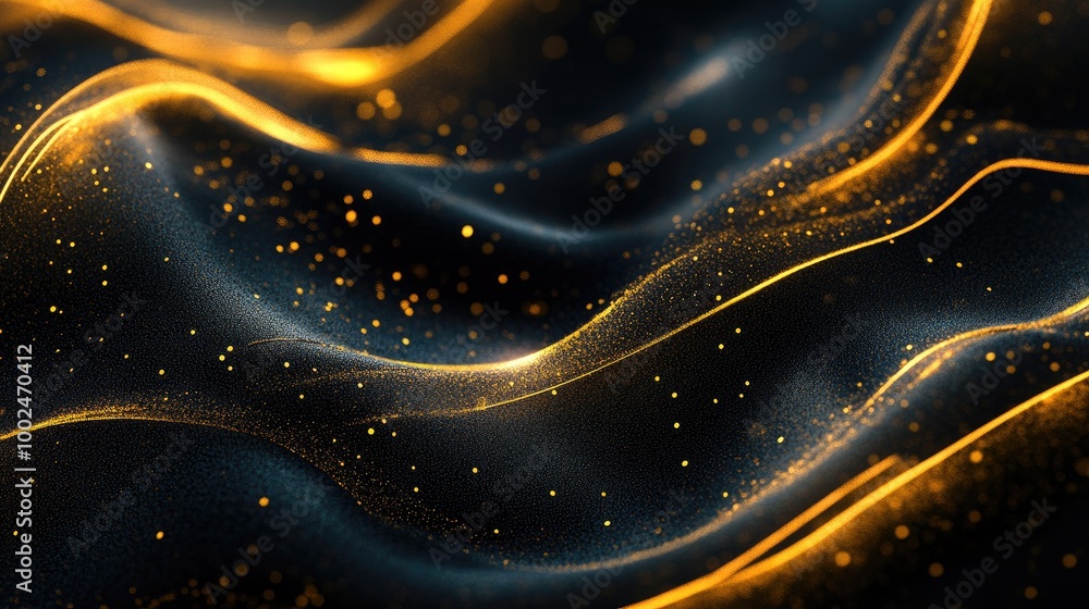 Fototapeta premium Abstract golden patterns of trade growth creating a captivating design on a dark backdrop, representing financial success and expansion