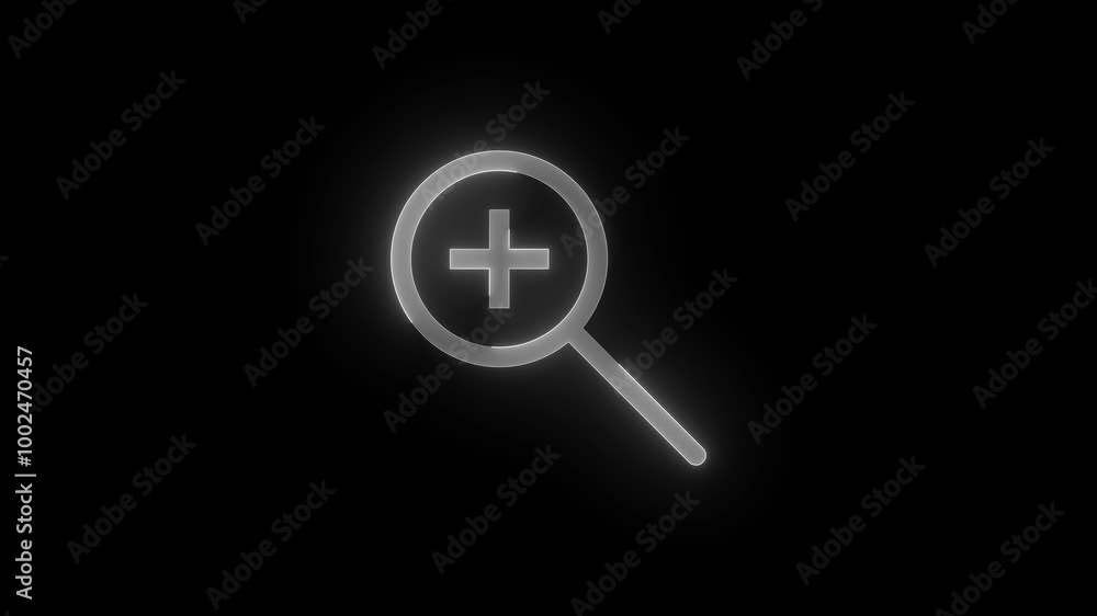 Zoom in symbol stroke icon glowing neon animation Zoom in symbol stroke icon glowing neon animation