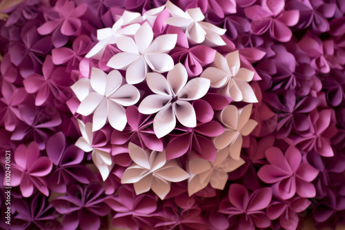 Colorful paper flowers arranged in a vibrant display for a festive decoration