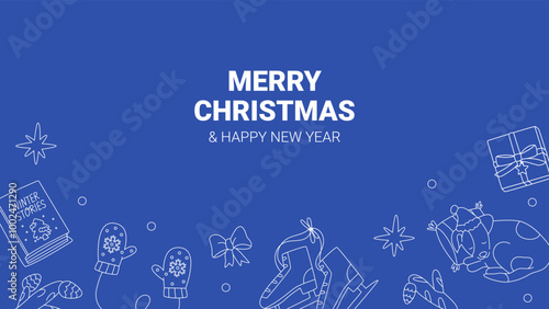Christmas line art background
