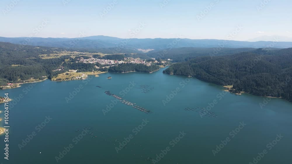 Aerial Summer view of Dospat Reservoir, Smolyan Region, Bulgaria Aerial Summer view of Dospat Reservoir, Smolyan Region, Bulgaria
